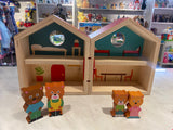 Wooden House w/4 Wooden Bears. Also added 3pc plastic furniture